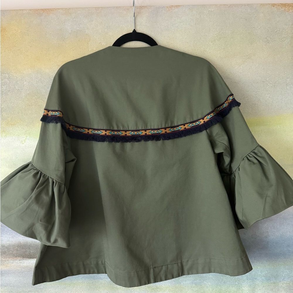 AIDEN Embroidered Army Green Jacket - Picture 4 of 6